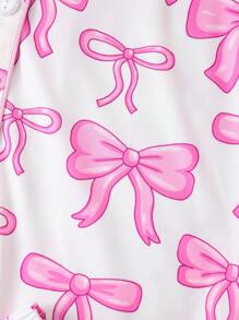 Pijamas adorables y dulces con estampado de lazo para niñas