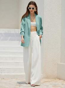 Aveloria Modichic Solid Color Casual Fashion Lightweight Long Sleeve Suit Jacket, Suitable For Spring & Summer - Green - View 3