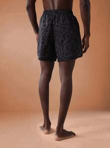 SUMWON Graphic Print Swimming Trunks Athletic Summer Beach Board Shorts Stylish Vacation Resort Pool Wear Active Sports Surf Bottoms - Black - View 2