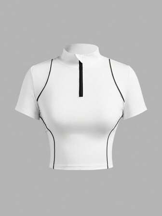 Exploreva Sporty Yoga Slim-Fit Short Sleeve T-Shirt For Outdoor Running Fitted Shirt Gym Women Shirts