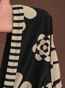 Veslaya Mono asimétrico sin mangas de cuello en V con estampado negro y caqui, apropiado para resort y primavera/verano 2025, ideal para fiestas de cumpleaños, uso diario casual, sencillo y sexy, tallas grandes