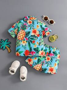 2pcs Toddler Infant Baby Boys Vacation Green Tropical Plant Pattern Short Sleeve ShirtElastic Waist Shorts Set, Kid Clothes. Toddler Clothes, Toddler Shirt, Toddler Short ,Baby Set, 6M-3T Toddler Boy Vacation Clothes Baby Boys Clothing Vacation Toddler Boys Vacation Outfits Toddler Boy Beach Clothes Baby Boy Hawaiian Shirt
