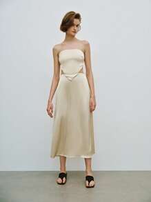 Lumivelle Sexy einfarbiges rückenfreies Schlauchkleid