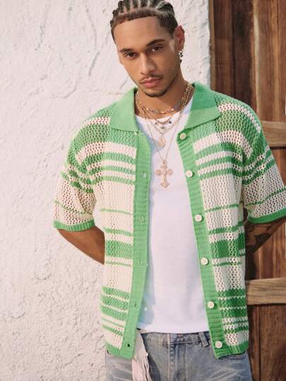 Street Life Camisa de punto casual para hombres