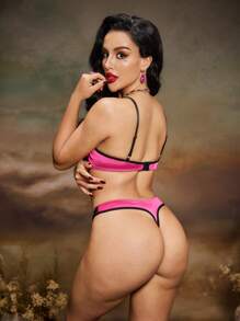PinupGlam Conjunto de lencería retro y sexy para mujer