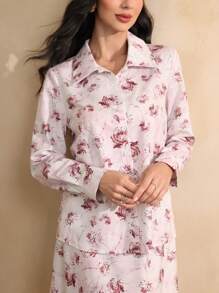 Graceveil 2pcs Digital Print Shirt & Mini Skirt Set - Pink - View 5