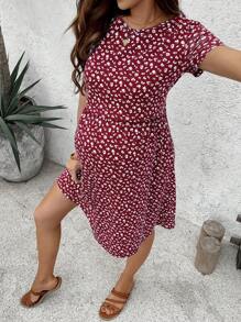SHEIN Vestido de enfermería informal y floral de vacaciones para mujeres embarazadas