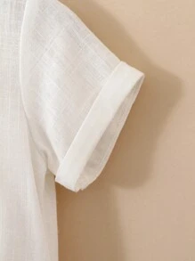 SHEIN Vintaside Kids 1件男婴休闲立领短袖荷叶边按扣连体衣，适合日常、度假和旅行，春夏季节，婴儿服装，新生儿连体衣，新生儿，婴儿，宝宝，1-24个月 - 彩色 - 查看 6