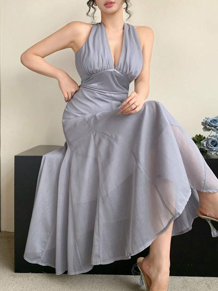 Women's Sleeveless V-Neck Midi Sequin Dress Cruise Outfit For Women Cocktail Dress