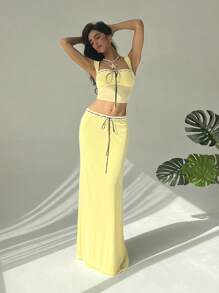 Aloruh Women Two Pieces Outfits For Daily Wear Summer Summer Outfits Summer Clothes Beach Outfits For Woman  Beach Vacation Vacation Outfits Woman Boho  Tropical Vacation Woman Clothe Mesh Butter Yellow  Fairycore Graduation Outfit  Graduation Dress Graduation Dresses For Women   White Graduation Dress