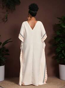 Veslaya 2025 Spring/Summer New Arrival African Print Relaxed-Fit Robe, Elegant Loose Kaftan Linen Robe, Plus Size - Multicolor - View 2