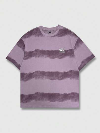 Prep 1 pieza Camiseta de manga corta de cuello redondo con estampado de letra para hombre de verano