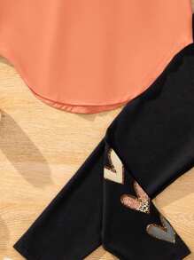 SHEIN 青少年女孩休闲简约短款 T 恤和长裤两件套，适合夏季 - 彩色 - 查看 4