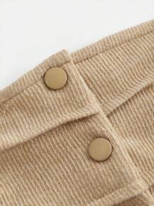 Girlism Tween Girls 杏色针织短款开衫上衣，配有抽绳腰带和阔腿裤，两件套休闲装，适合返校、伴娘场合和百搭穿着 - 卡其色 - 查看 5