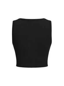 Supernatural X SHEIN Women's Letter & Car Print Slim Fit Black Tank Top Suitable For Going Out - Black - View 5