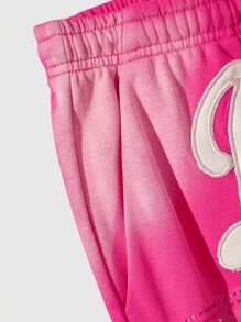 ROMWE MEN Street Life Men's Summer Casual Loose Shorts With Rhinestone Applique - Pink - View 4