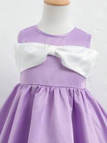 SHEIN Girls (Small) Black And White Color Block Back With Oversized Bow Decor Princess Dress