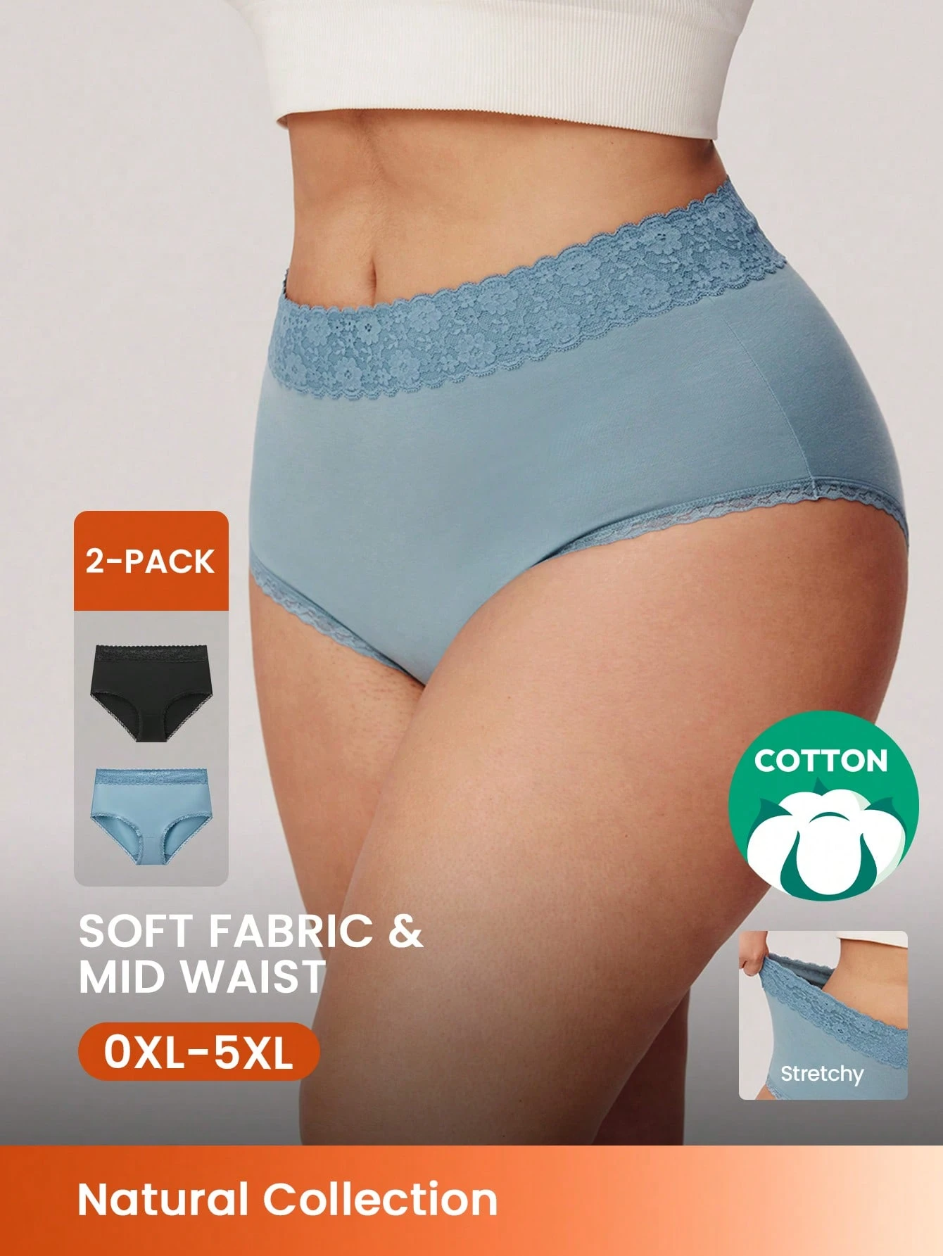 2 paquets de sous-vêtements de base en coton aérien taille haute pour femmes, ensemble de culottes féminines