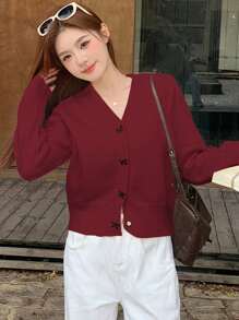 DAZY Women's Bow Decor Long Sleeve Short Casual Cardigan For Autumn/Winter,Long Sleeve Tops