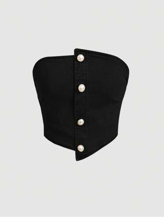 SHEIN MOD Women's Solid Color Denim Shirt, Fashion For Summer
