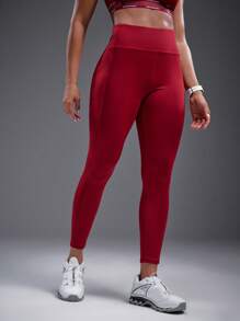Powerista Women's Solid Color Minimalist Sports Leggings - Coffee Brown - View 3