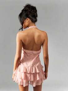 MISSGUIDED Playsuit Korset Berpotongan Rendah dengan Detail Kerut dan Lipatan - Putih - View 2