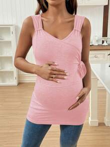 SHEIN גופיית הנקה מצוידת בסגנון מעטפת לאמהות לעתיד - ורוד - ראה 3