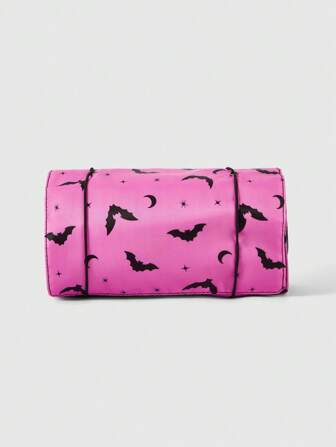 Goth Bolsa de maquillaje portátil y de moda para viajar con estampado gótico de murciélago 395692