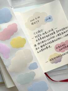 1 件可爱云形便签，强力粘性可拆卸便签，适用于学生、DIY 贴纸、便利贴、笔记本贴纸、提醒标签 - 彩色 - 查看 6