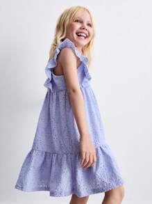 THE HAPPY LOOK Young Girls Summer Embroidered Ruffle Hem Boho Style Dresses