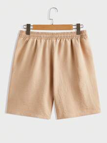 Manfinity RelaxMax Men's Letter Print Single Breasted Short Sleeve Shirt And Shorts Casual Set - Khaki - View 6