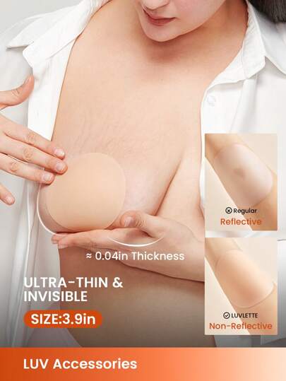 LUVLETTE Plus Reusable Sticky Adhesive No-Show Silicone Nipple Covers-Concealing Adhesive Covers For Dark Or Perky Nipples Wedding Bra