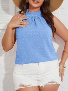 SHEIN VCAY Große Größen Sommer elegante Schweizer Punkte Neckholder-Bluse