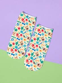 SCOOBY-DOO X SHEIN 1 Pair Comfortable Cute Cartoon Pattern Ankle Socks - Multicolor - View 2