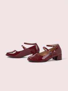 CUCCOO DOLLMOD Comfortable Mom Shoes, Summer Breathable Hollow-Out Mid-Heel Casual Sandals - Burgundy - View 2