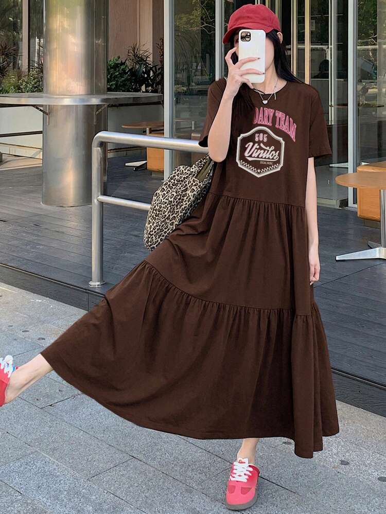 Women's Printed Mid-Length T-Shirt Dress, Spring/Summer