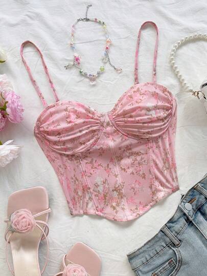 Soleia Top tipo camiseta de malla con estampado floral vintage para mujer, estilo bohemio, ideal para vacaciones, citas, tardes de té o festivales de música en primavera/verano