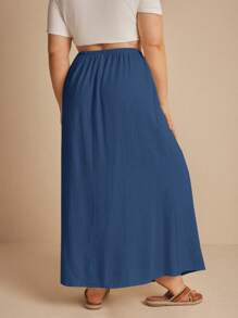 Elaquor Plus Size Solid Color Tied Casual Summer Skirt
