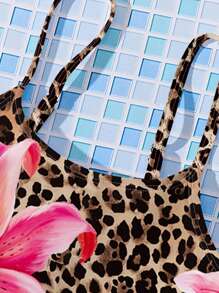 Costume da bagno a due pezzi tankini aderente da ragazza con stampa leopardata, ibisco e fiori di ibisco, in stile da spiaggia, adatto per l'estate #Coconutgirl