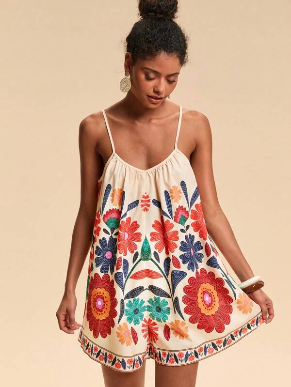 Travachic Macacão feminino solto com estampa floral, vestido longo estampado para mulheres, estilo simples e moderno, adequado para o verão, estilo de férias, estampa gráfica, roupas casuais para férias de verão, roupas boêmias para férias na praia, boho chique, roupa para show country, roupas para festivais de fim de ano, roupas de praia para mulheres, roupas de verão para mulheres, roupa de formatura, estilo tradicional feminino, roupa de verão, dia das mães, roupa de formatura, vestido para mãe e filha