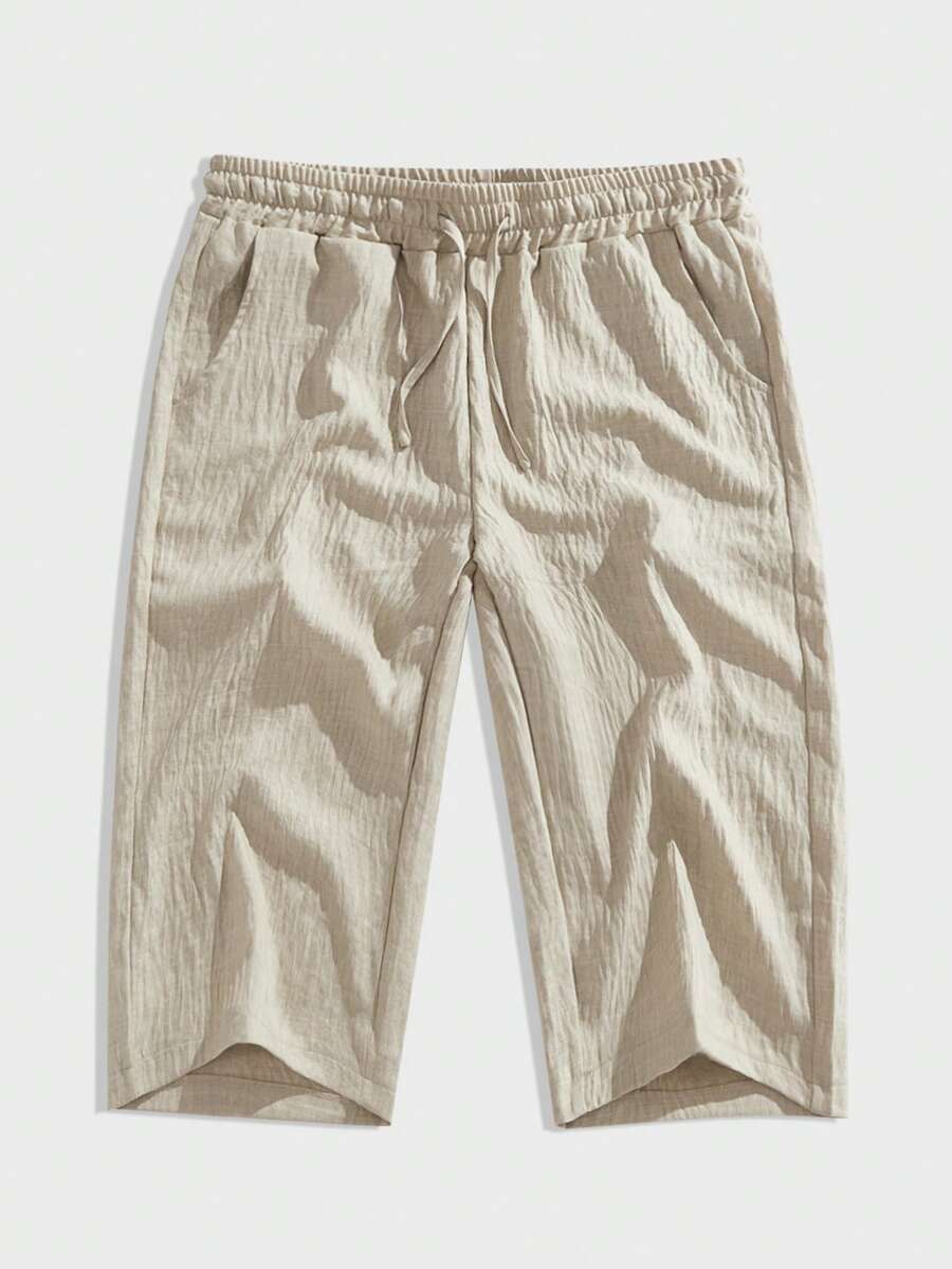 Manfinity RelaxMax Men's Summer Casual Solid Color Drawstring Waist Shorts