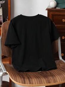 HARRY POTTER X SHEIN Tween Boy Letter & Cartoon Print Casual Round Neck Short Sleeve T-Shirt, Summer