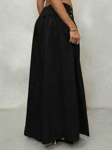 Glamine Retro Low Waist Wide Leg Pants, Draped Casual Loose Women Long Trousers Women Wide Leg Pants Women Pants Wide Leg Fall Cloth For Women - Black - View 2