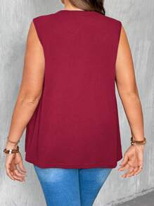 SHEIN LUNE Plus Size Women Lace Panel Round Neck Button Up Cardigan Elegant Top