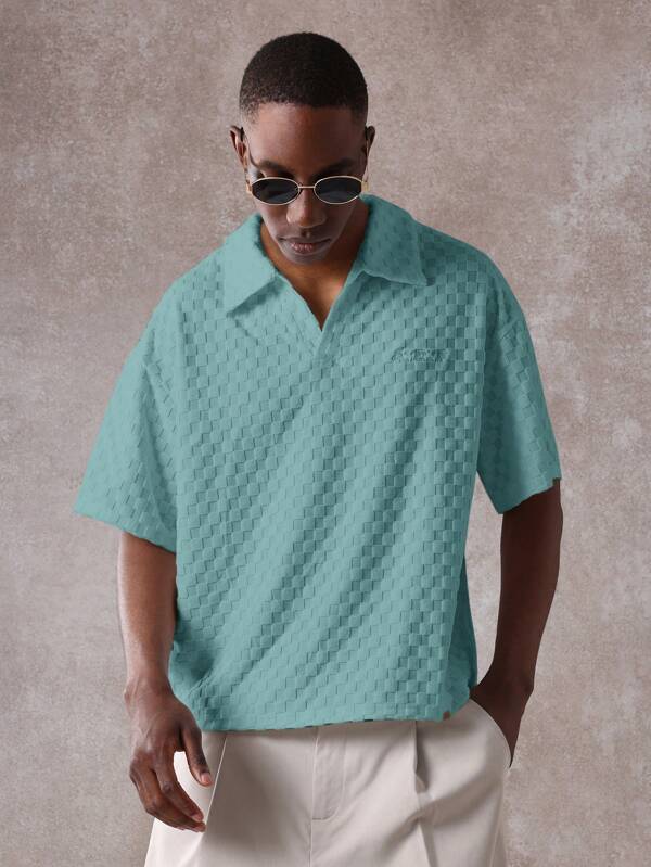 SUMWON Polo de diseñador con textura de tablero de ajedrez, para resort, verano, playa, lujo, deporte retro, golf, tenis, vacaciones, uso casual, ropa deportiva, moda urbana