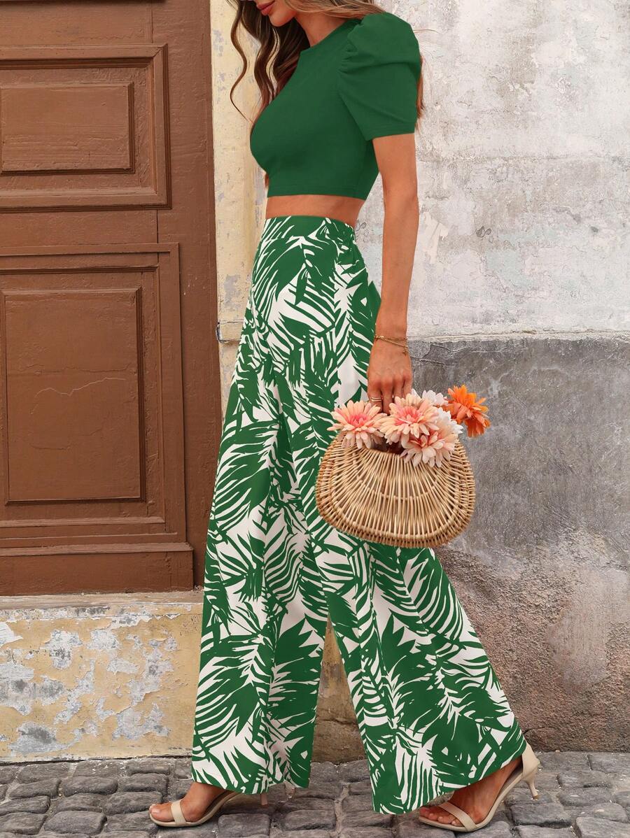 SHEIN Clasi Conjunto de 2 piezas de mujer para uso diario - Verde - Ver 1