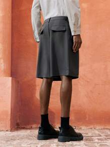 Maija Pantalones cortos con cremallera de unicolor casual y sencillo para hombres, apropiados para el verano - Gris Oscuro - Ver 4