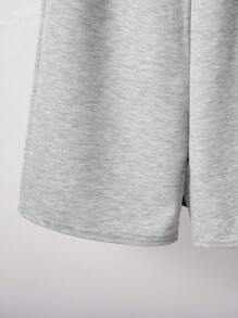 SHEIN 3pcs Tween Boys Casual Loose Knit Shorts Set, School, Campus, College - Dusty Blue - View 5