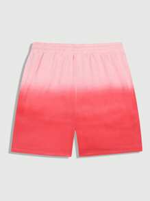 ROMWE MEN Prep Men's Racing Print Ombre Letter Graphic Casual Shorts - Pink - View 2