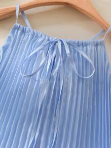 SHEIN Frenchy Vestido de organza azul plisado de talla grande, estilo universitario, apropiado para la temporada de regreso a clases, fiestas, citas